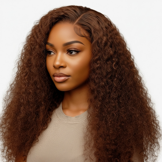 Ladina Hair 22" Water Wave Double Drawn 13x4 Brown Wig