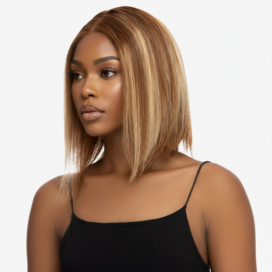 Ladina Hair Brazilian 12” Straight Piano Streaked Bob Lace Wig
