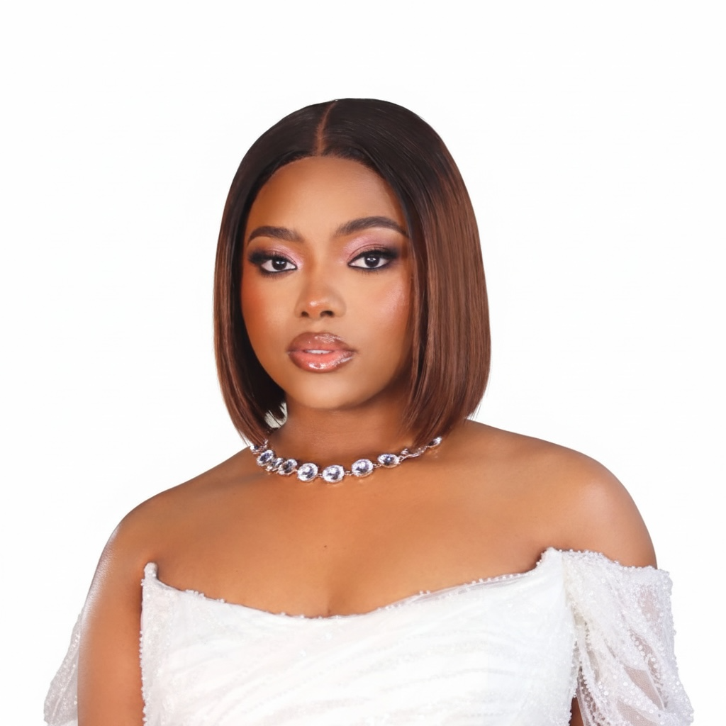 Bone Straight Vietnamese 5x5 Lace Wig Straight Col Ombre Brown 10 Inch